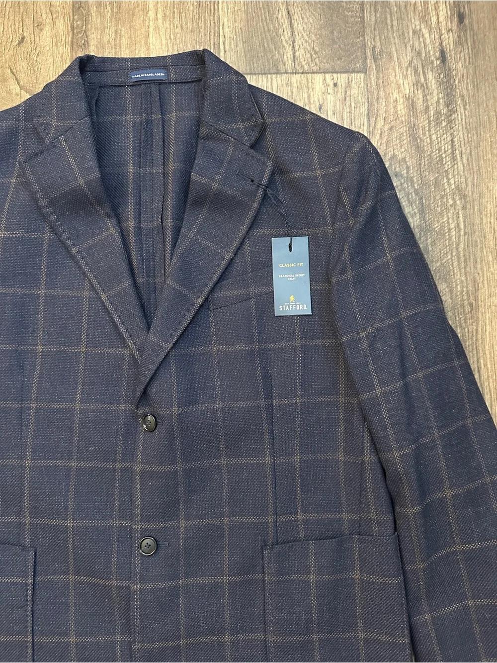 Stafford 60% Wool 40% Cotton Classic Fit Sport Coat Blazer Men’s 42 R Navy